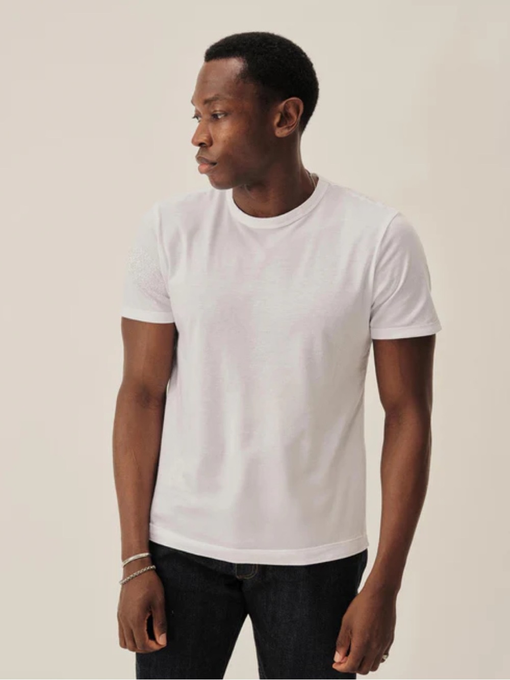 Buck Mason white Pima cotton classic tee shirt size L new flaw